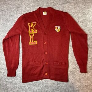 A+ by SAI Kappa League Varsity Cardigan Sweater Burgundy Red Mens Medium